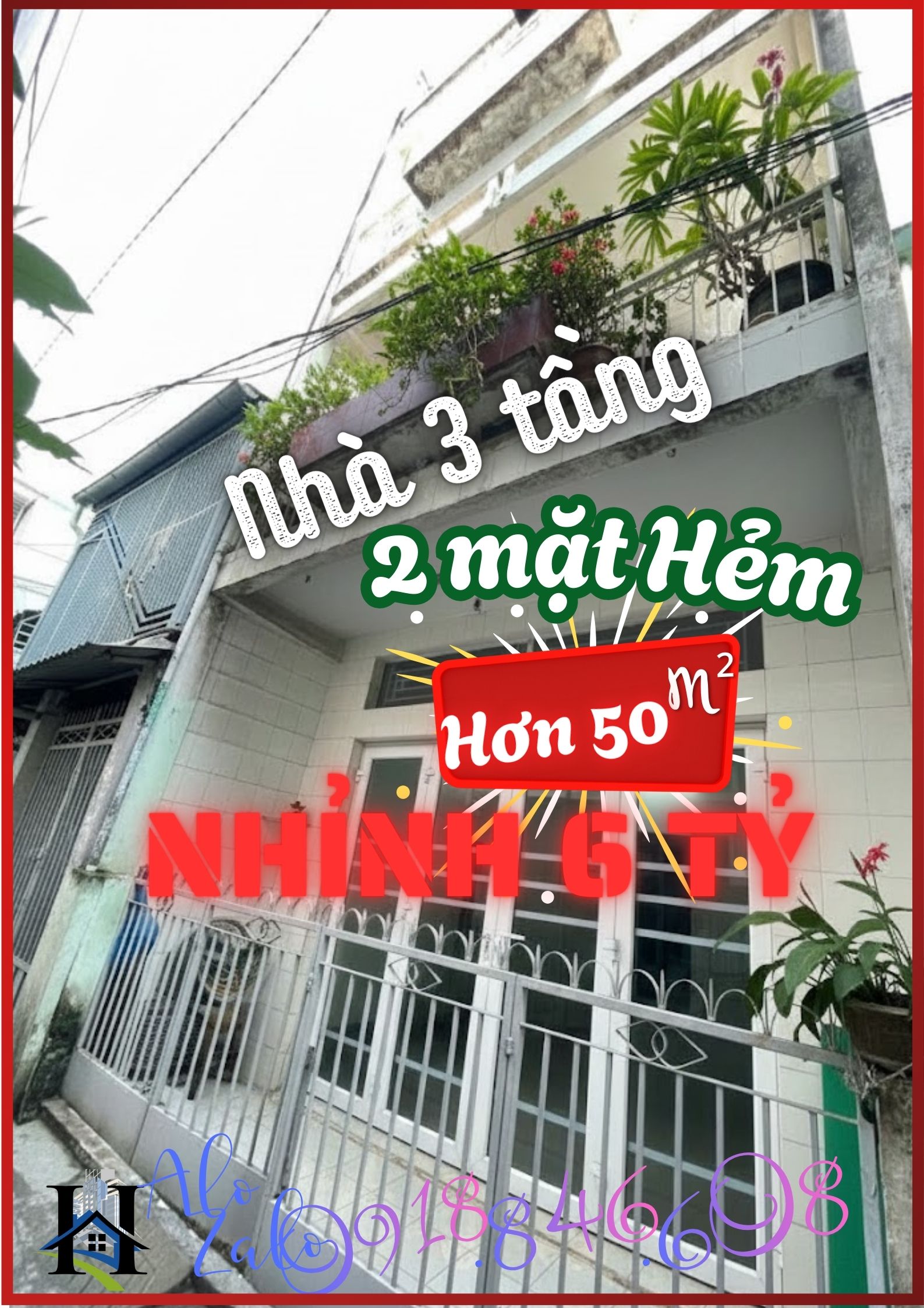 NHÀ  3 TẦNG HƠN 50m², NHỈNH 6 TỶ, HAI MẶT HẺM, ngang 4.6m, dài 12m, 30m SÁT MT NGUYỄN DUY